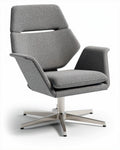 Fauteuil pivotant en tissu gris pour bureau ou salon - 60 x 70 x 90cm