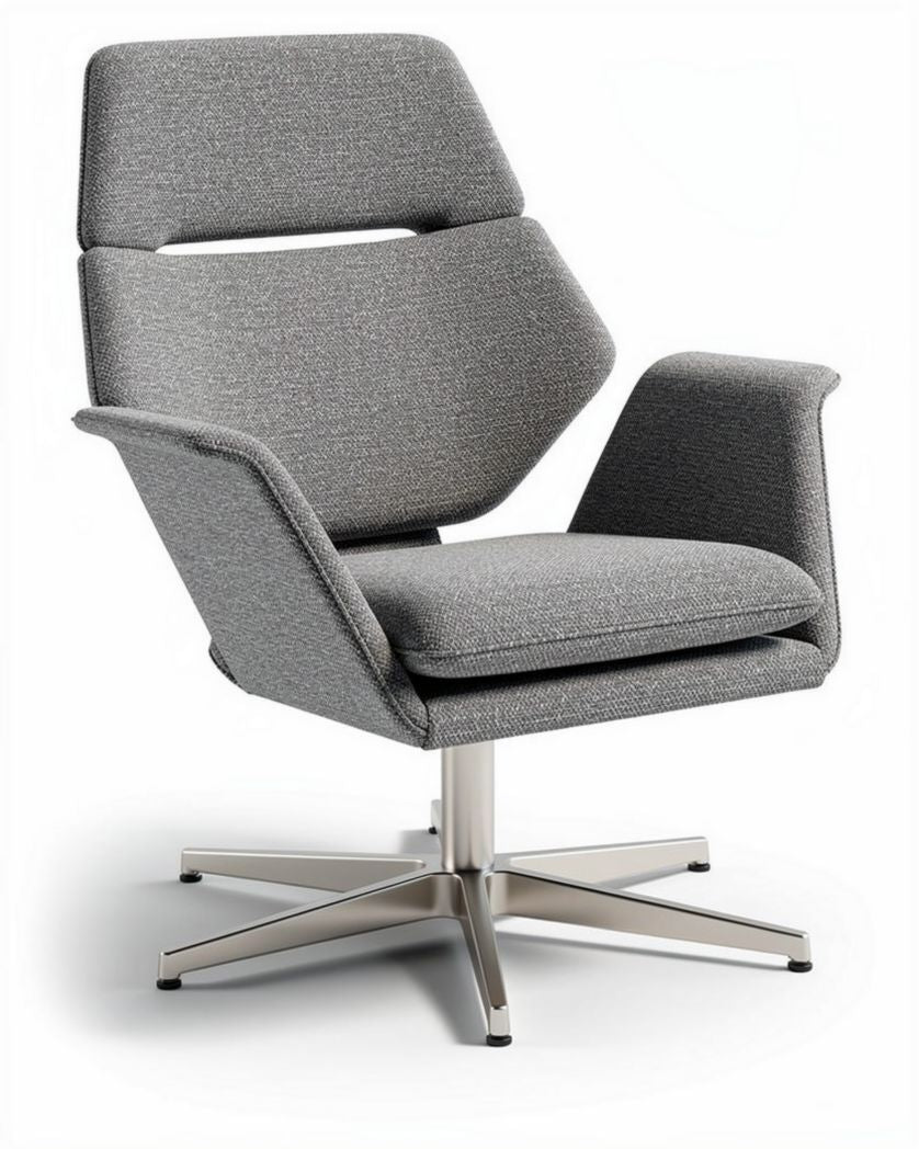 Fauteuil pivotant en tissu gris pour bureau ou salon - 60 x 70 x 90cm
