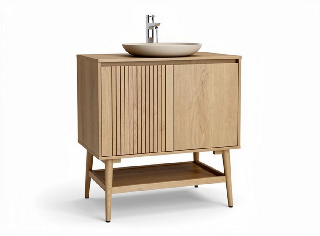 Meuble sous lavabo en bois avec rangement pour salle de bains - 80 x 45 x 85cm