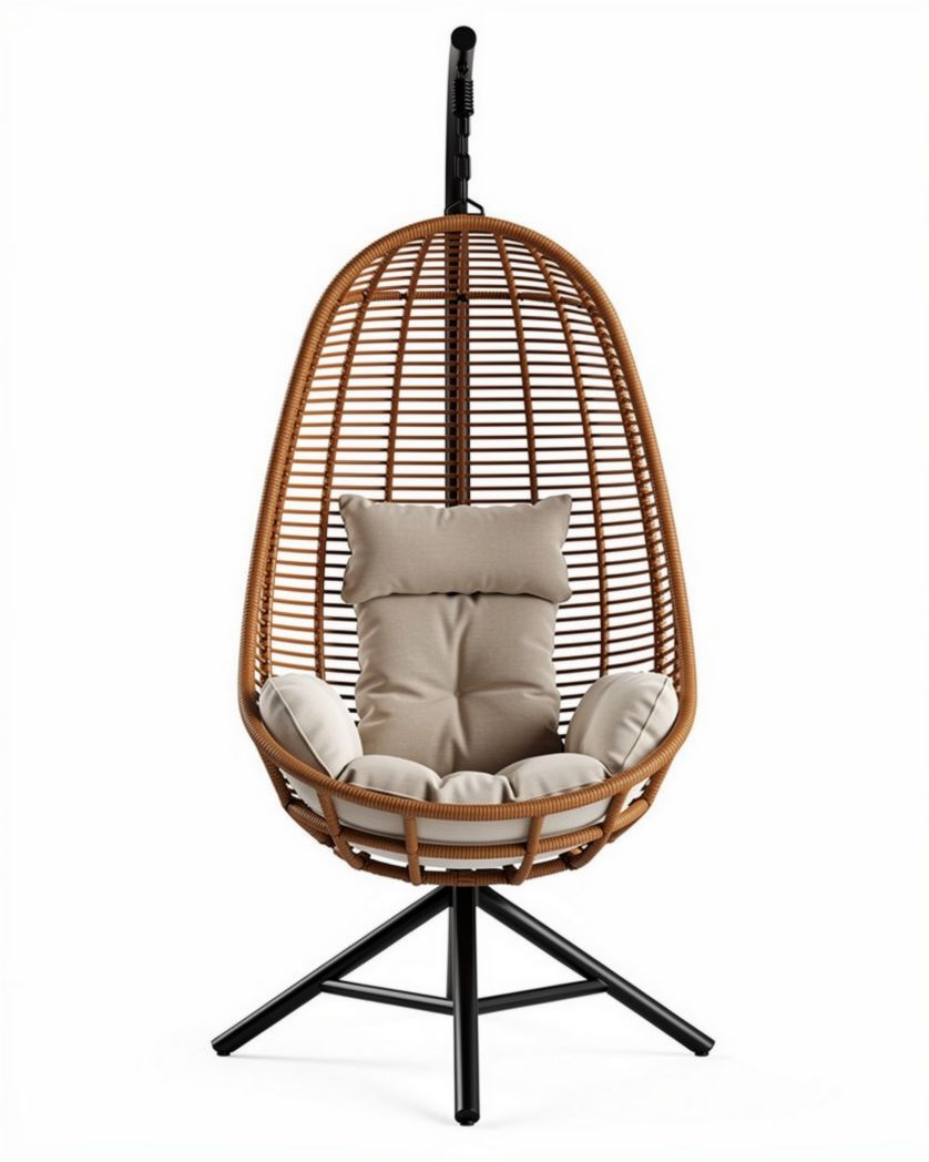 Chaise suspendue en osier pour intérieur ou extérieur en métal - 80 x 80 x 120cm