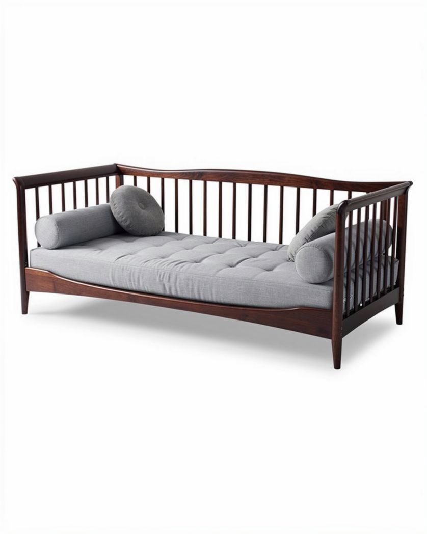 Lit d'appoint en bois avec coussins - 200 x 90 x 85cm
