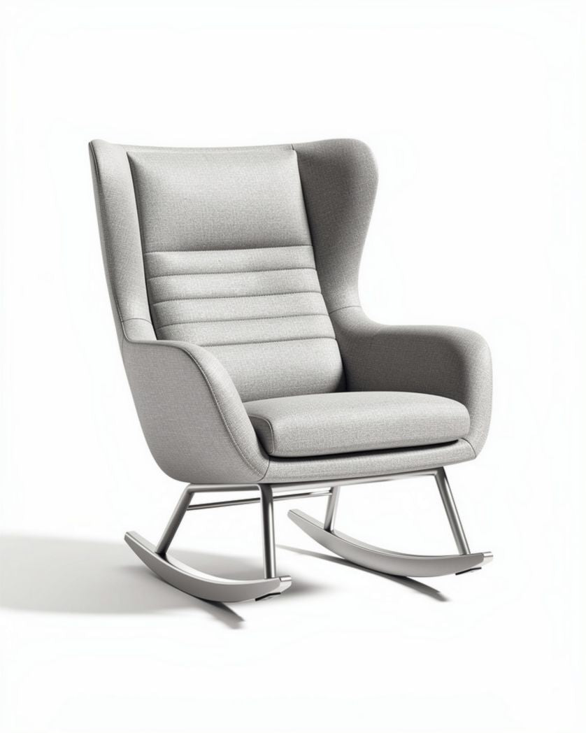 Fauteuil à bascule en tissu gris pour salon ou espace de détente - 80 x 70 x 100cm