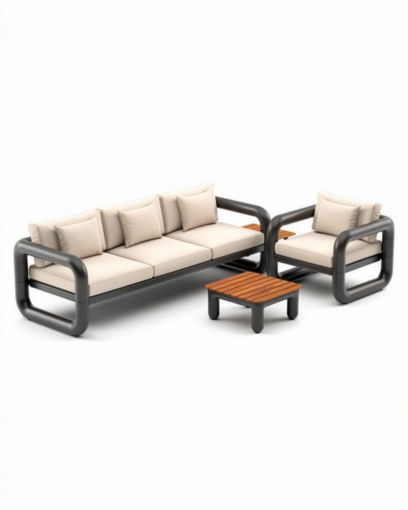 Canapé d'extérieur en aluminium et tissu imperméable - 200 x 100 x 80cm